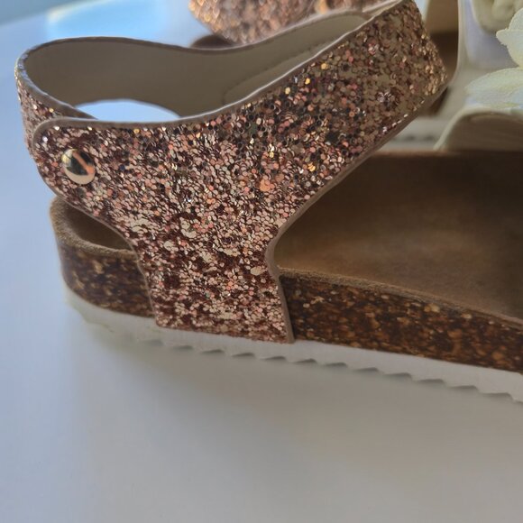 Colors of California White and Pink Flower Glitter Sandals Kids EU31 - Picture 6 of 7